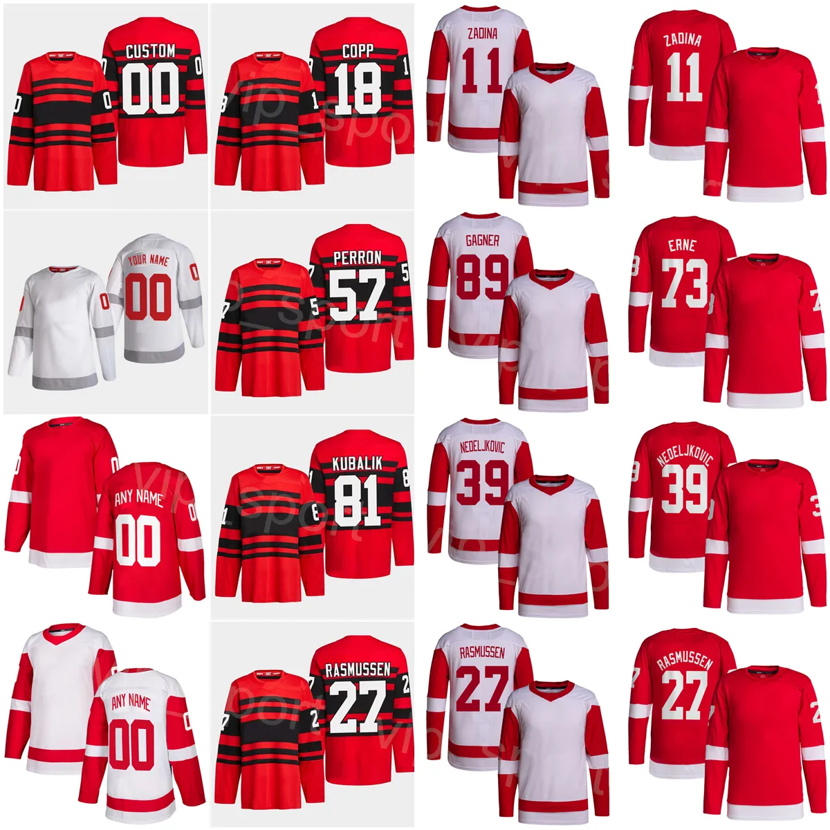 Hockey Reverse Retro 89 Maglia Sam Gagner 39 Alex Nedeljkovic 11 Filip Zadina Michael Rasmussen Adam Erne Gustav Lindstrom Andrew Copp Dominik Kubalik David Perron