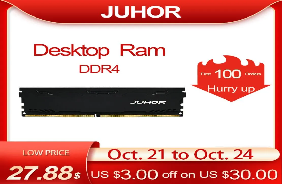 Juhor Memoria Ram DDR4 16GB 4GB 8GB 32 ГБ настольная память UDIMM 2133 МГц 2400 МГц 2666 МГц 3000 МГц Новые Dimm Rams с радиатором2536098