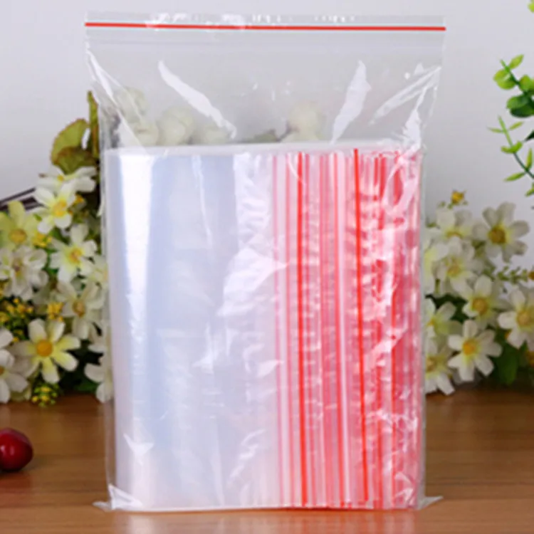 Sacos plásticos transparentes Bloqueio automático de zíper selvagem 100pcs/pacote de vedação poli saco de armazenamento de alimentos para armazenamento de alimentos Reclosable saco fresco