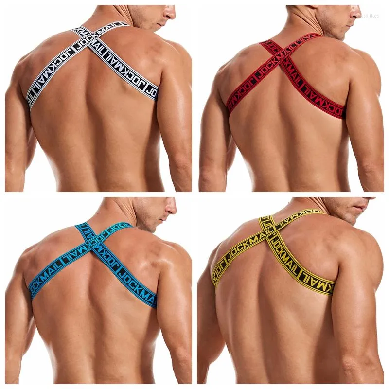 Underpants JOCKMAIL Letter Elastic Band Harness Men Sexy Shoulder Straps Chest Bondage Muscle Club Party Hollow Costume Gay Underwear