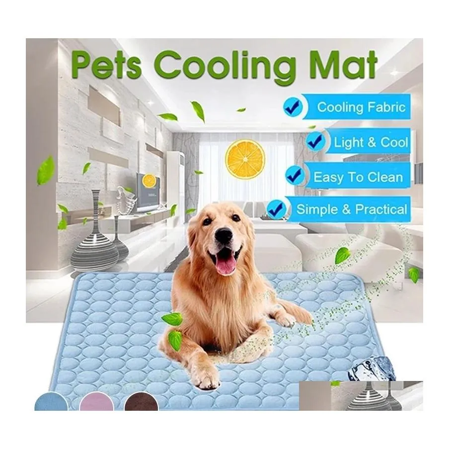 Kennels Pens Dog Pad Cooling Summer Dogs Pades Cat Blanket Sofa Breathable Pet Bed Washable Small And Medium Drop Delivery Home Ga Dht8B