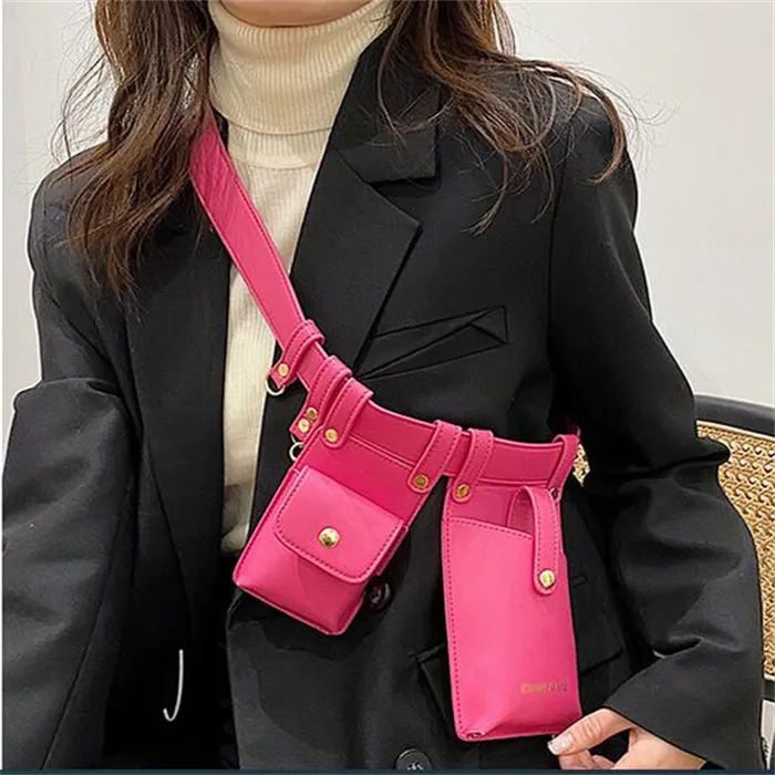 Taille Taschen Mode Fanny Packs Frauen Gürtel Tasche PU Leder Tragbare Damen Geldbörsen Telefon Schulter Umhängetasche