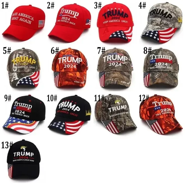 Prezydent Donald Trump 2024 Hat Camouflage Baseball Ball Caps Women Mens Designers Snapback US Flag Flag Maga Anti Biden Summer Sun Visor Dhl