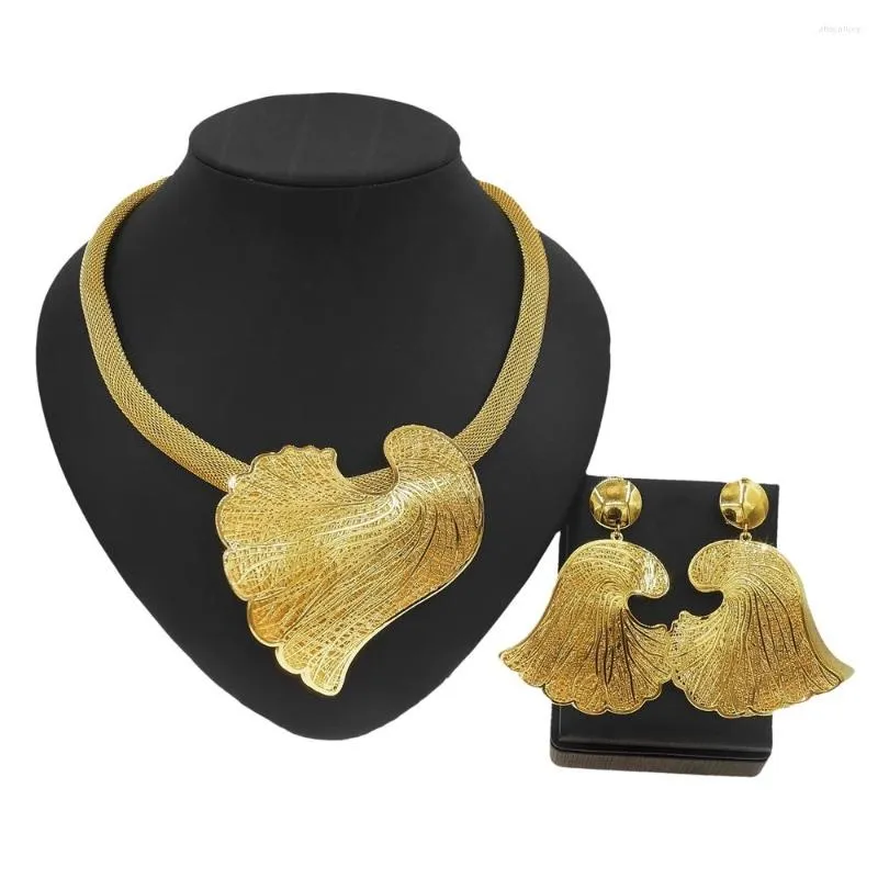 목걸이 귀걸이 세트 Yulaili 브라질-이탈리아어 스타일 금도금 보석과 나이지리아 신부 들러리 결혼식 착용 도매