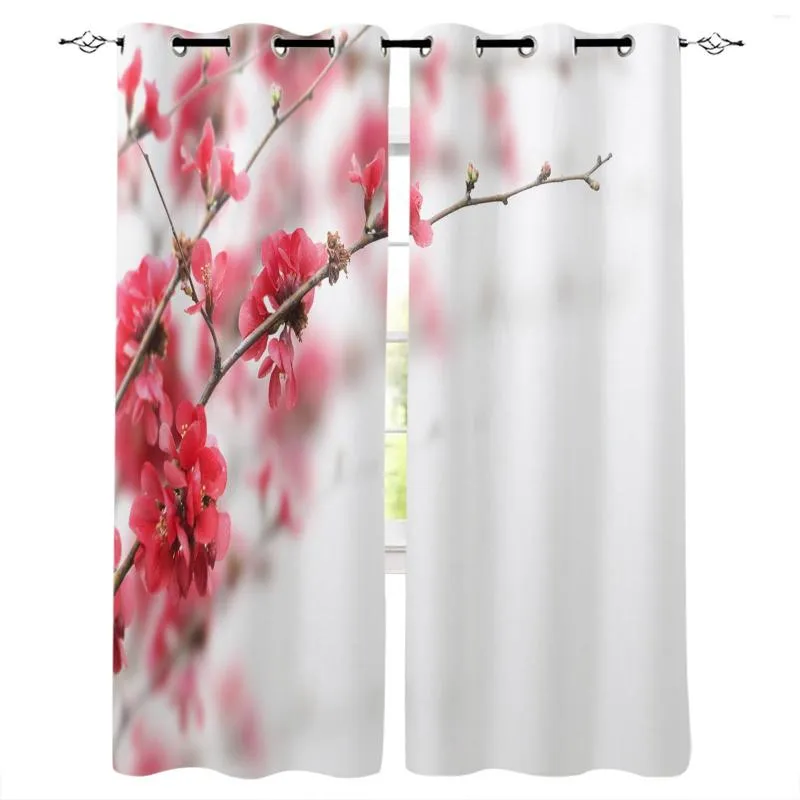 Curtain Flowers Blooming Branches Cherry Japan Tenderness Curtains Drapes For Living Room Bedroom Kitchen Office Blinds Window