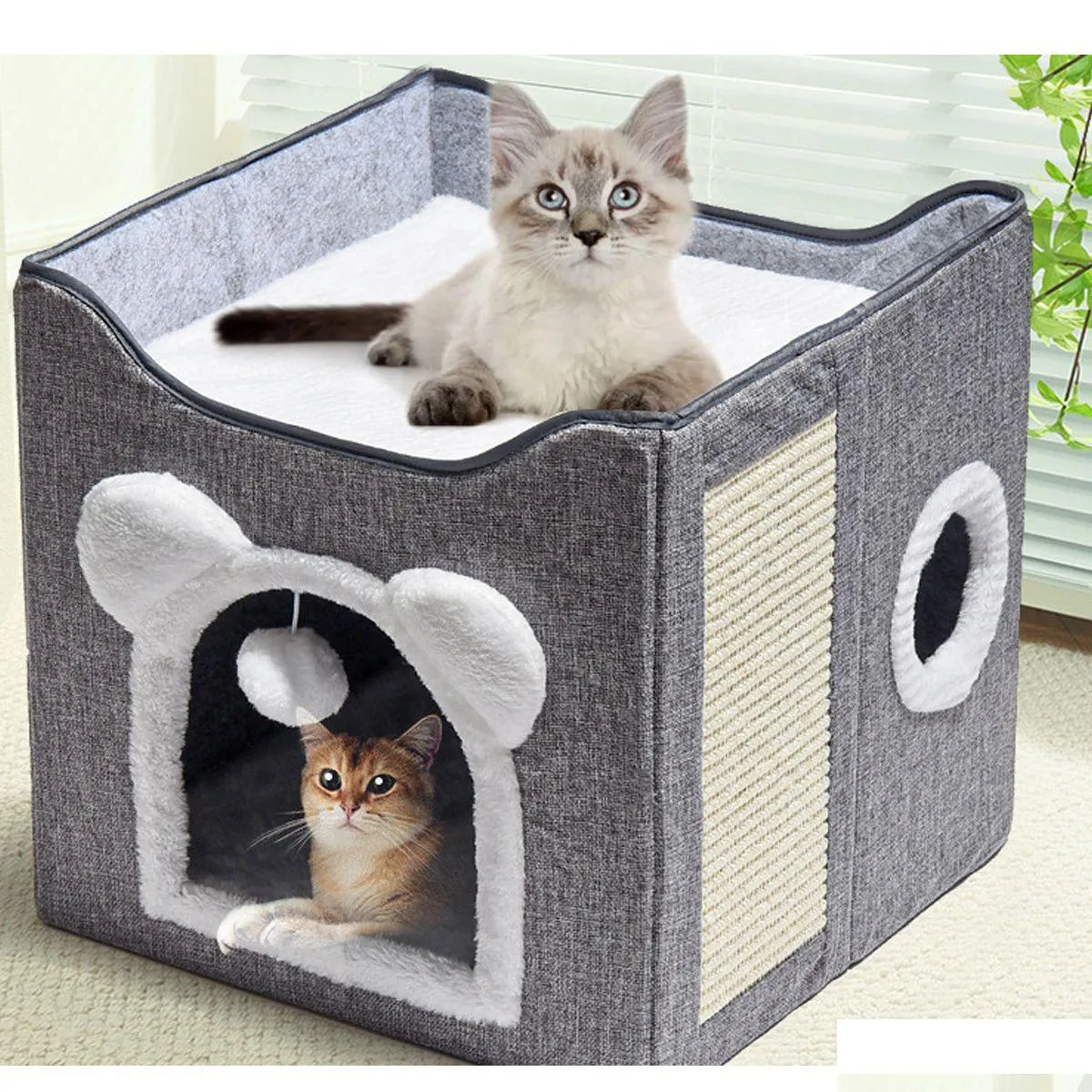 Cat Beds Furniture Foldable Pet House Kennel Bed Mat For Small Medium Dogs Cats Nest Pets Puppy Cave Sofa Home Supplies Drop Deliv Dhvqb