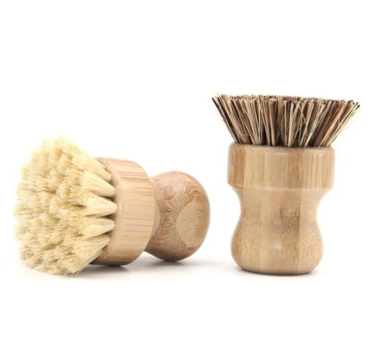 Brosses à récurer la vaisselle en bambou épurateurs de nettoyage en bois de cuisine pour laver la casserole en fonte Poils en sisal naturel SN527