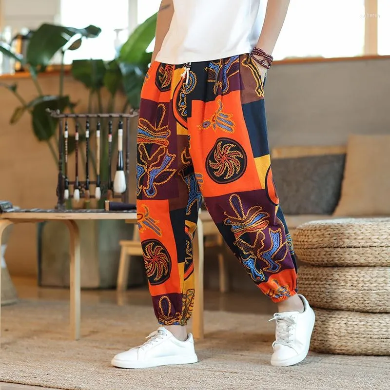 Ethnische Kleidung 2022 Männer Harem Hosen Drucken Retro Drop Schritt Jogger Baumwolle Hosen Baggy Lose Chinesischen Stil Casual S-5XL KK4079