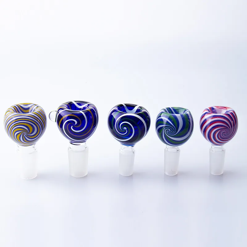 Colorful Smoking Bowl Piece Accessories 14mm 18mm Male Dab Rig Bong Tool Wig Wag Glass Bowls