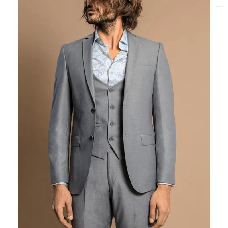 Abiti da uomo 2022 arrivo grigio autunno e inverno due bottoni ballo di fine anno per smoking slim fit uomo formale abito da lavoro costume homme