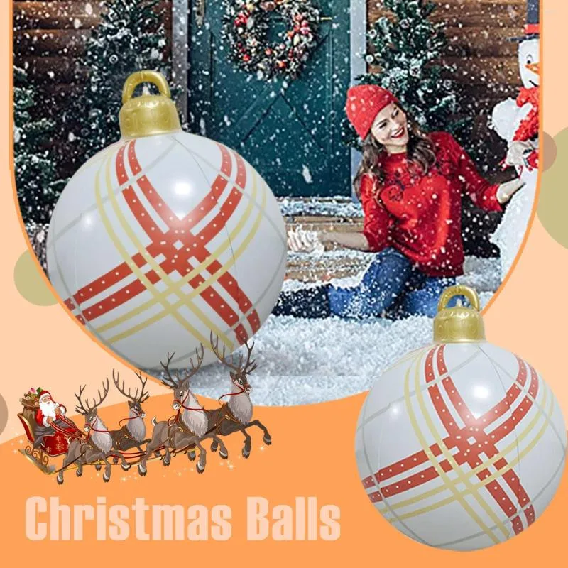 Décorations de Noël Ly Ornements 23,6 pouces Boules Atmosphère extérieure PVC Jouets gonflables Maison pour