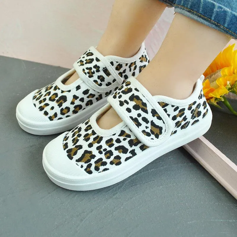 Athletic Shoes Autumn Soft-soled Leopard Print Children's Cloth Korean Low-cut Shallow Mouth Boys And Girls Canvas YNN