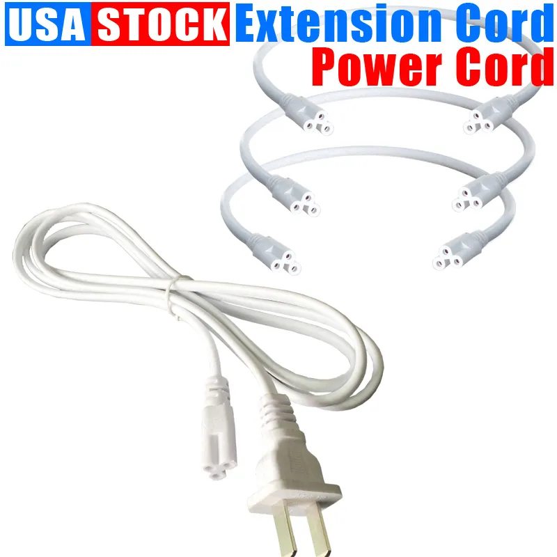Power Cord Cable for T8 Tube LED Grow Light with On Off Switch 3 Pin Integrated Tubes Connector Extension US Plug 1FT 2FT 3.3FT 4FT 5FT 6FT 6.6 FT 100 Pack Usalight