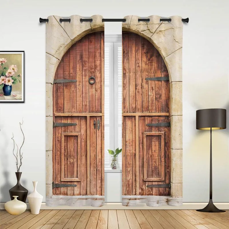 Rideau de porte en bois, mur de brique, fenêtre de cuisine, pour salon, chambre à coucher, décoration de maison de luxe