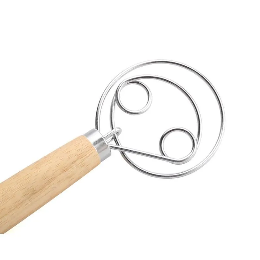 13inch Danish Whisk Dough Egg Beater Coil Agitator Tool Bread Flour Mixer Wooded Handle Baking Accessories Kitchen Gadgets