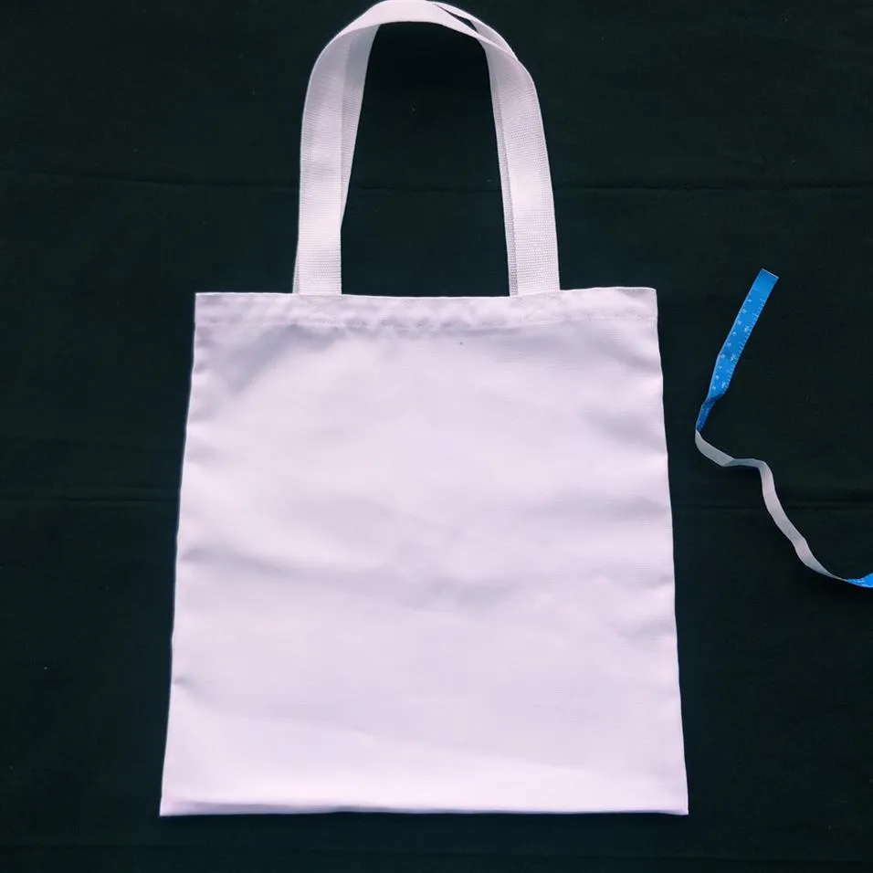 plain white 100%poly canvas tote for sublimation print blank 15x15in poly shopping bag heat transfer stock available3201