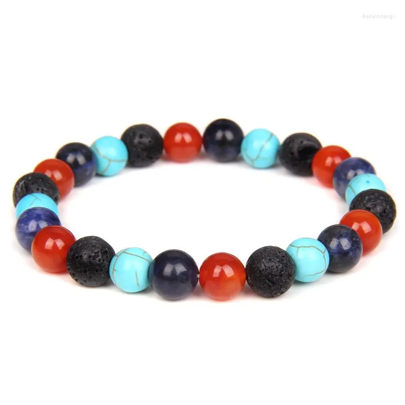 Bracelet Vintage en perles mélangées, pierre naturelle multicolore, œil de tigre, Agates, lave, Bracelets pour femme et hommes, bijoux de Yoga