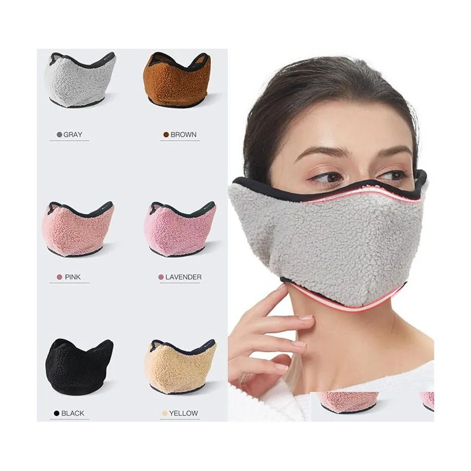 Designer Masks Unisex Earmuff Teddy Cashmere Warm Cotton Allinclusive Ear Riding Reusable Washable Breathable Dustproof Cold Mask Yl Dhbox