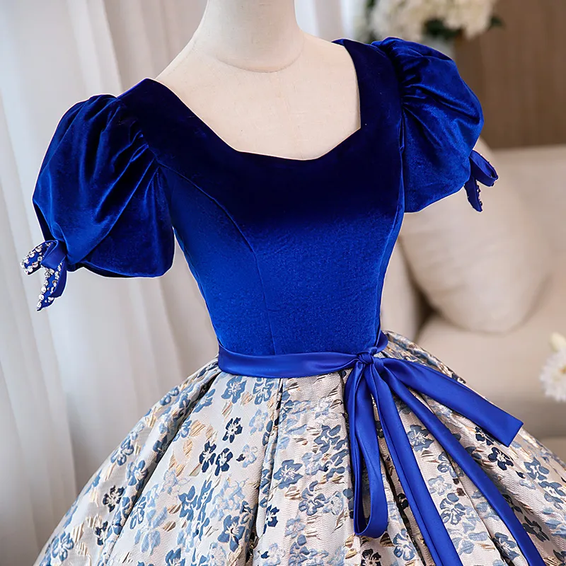 Royal blue velvet bubble sleeve jacquard medieval Renaissance princess  court ball gown costume blend fabric women from Dhgate Theme Costume -  price 129.95