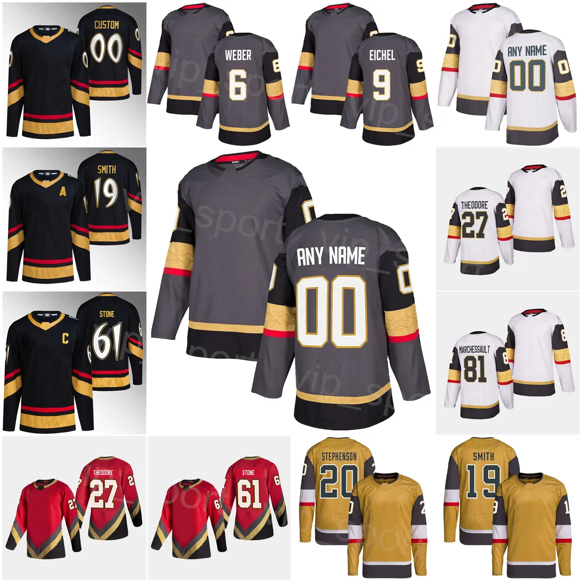 남자 아이들 여자 리버스 레트로 하키 27 Shea Theodore Jersey 61 Mark Stone 90 Robin Lehner 81 Jonathan Marchessault 9 Jack Eichel 20 Chandler Stephenson Reilly Smith