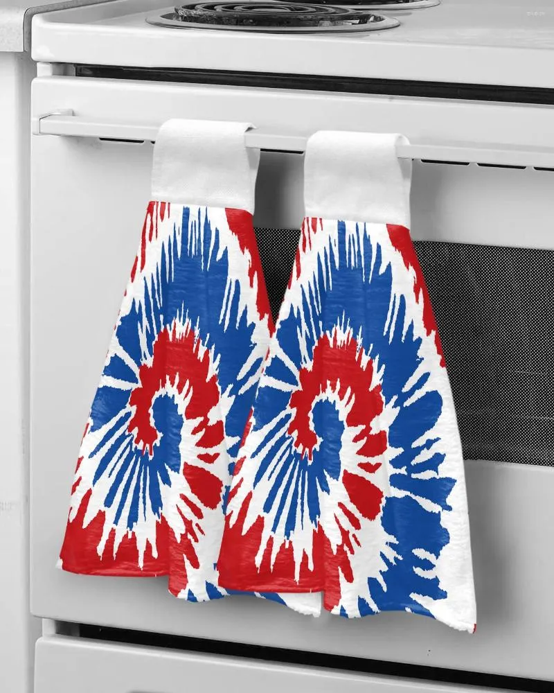 Handduk Blue Red Tie Dye Hand Badrumstillbehör Mjuka absorberande kökstillbehör Rengöring av diskdukar