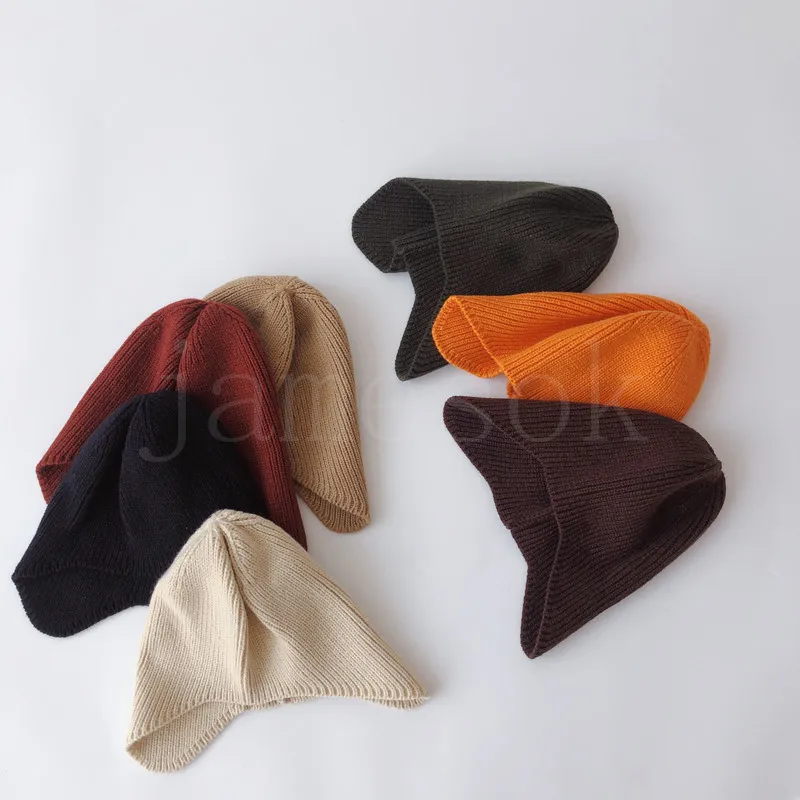 Solid Color Baby Earcuff Hats For Kids Girls Boys Knitted Hat Autumn Winter Soft Warm Children Beanies Caps 7 Colors DE934