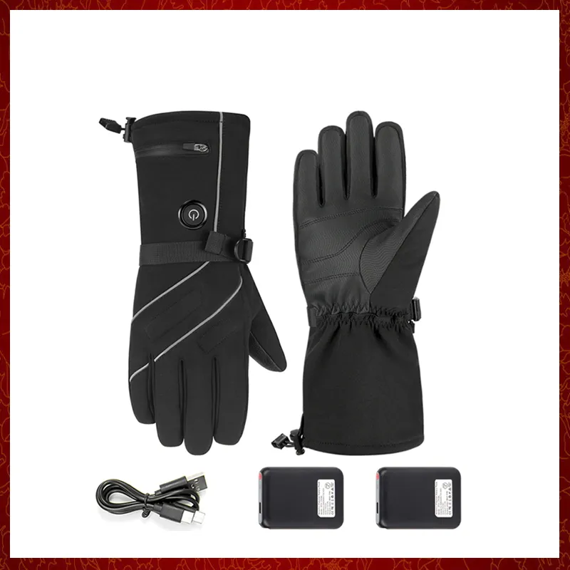 ST676加熱手袋モーターサイクル冬の温かいリチウムバッテリー非滑り加熱手袋スキーレザー防水加熱充電式の手袋