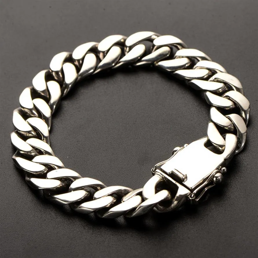 925 Jóias da moda de prata esterlina simples Individual selvagem de bracelete masculino de homens e mulheres vintage Men e mulheres Pulseira Shi281t
