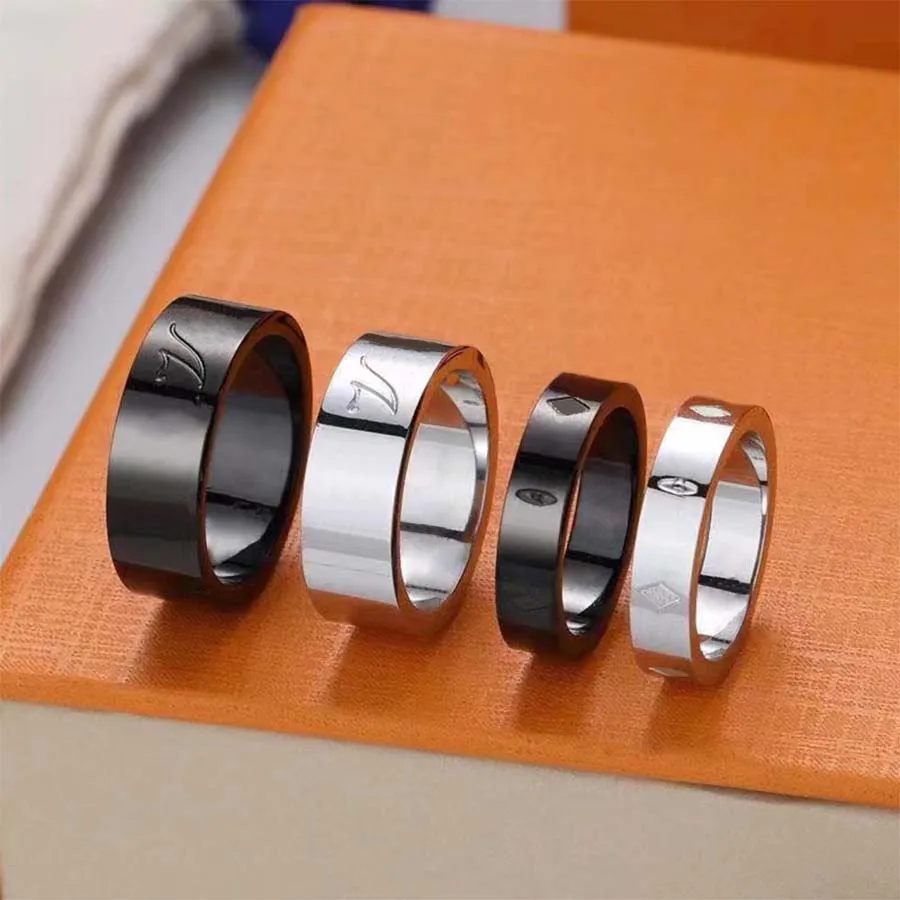 Mens Designer Rings Black & Silver Band Ring, Modern Temperament ...