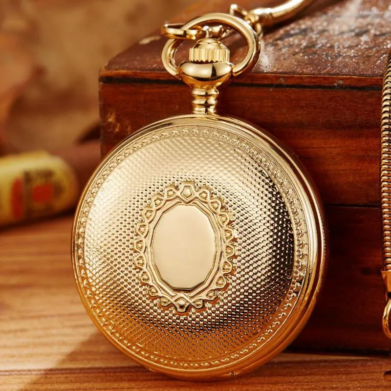 Relógios de bolso relógios retro esqueletos mecânicos relógio masculino FOB Chain dourado Automático Mulheres de coragem auto-enrolada Relógio de presente Relloj de Bolsillo