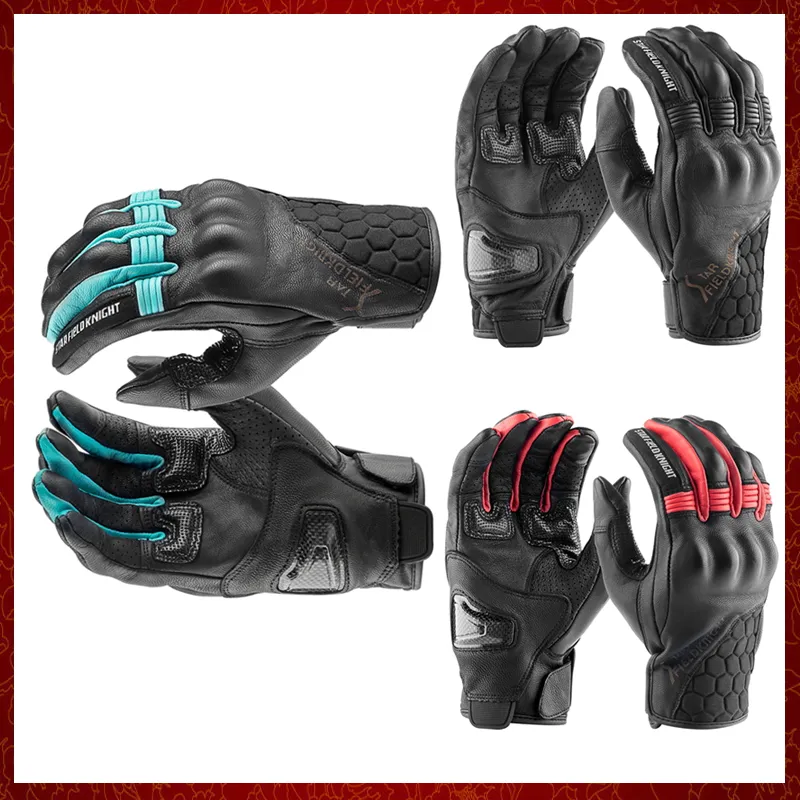 ST684 Gants de moto rétro en cuir de chèvre véritable, écran tactile complet, Protection des articulations, accessoires de motocross