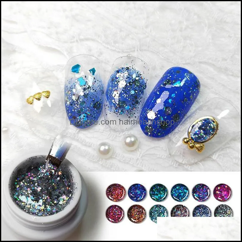 Nail Gel Glitter Polish Shiny Lakiery Hybrydowe Soak Off Bling Sequins Lakier Hybrydowy Uv Varnishnail Drop Delivery Health Beauty Ar Dhyi9