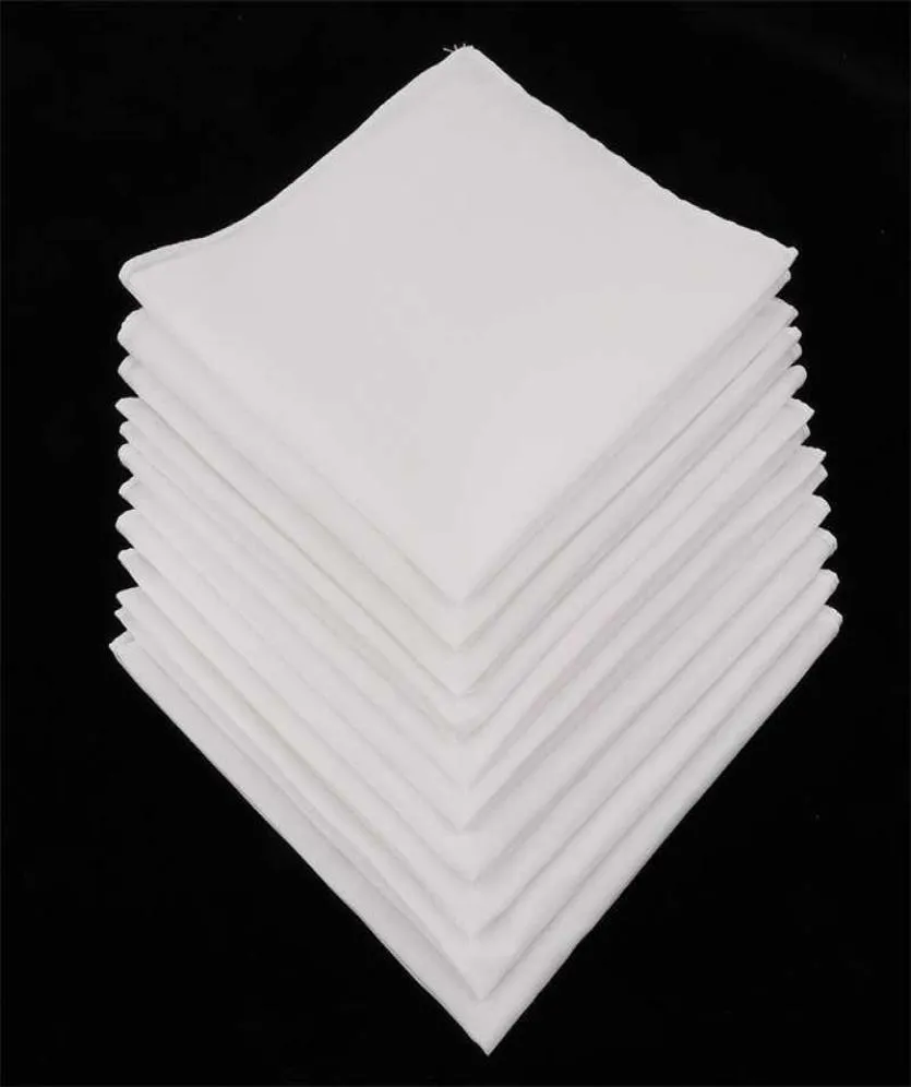 10 stks Heren Witte Zakdoeken 100 Katoen Vierkant Super Zachte Wasbare Hanky Borst Handdoek Pochet 28x28 cm T2006183296549