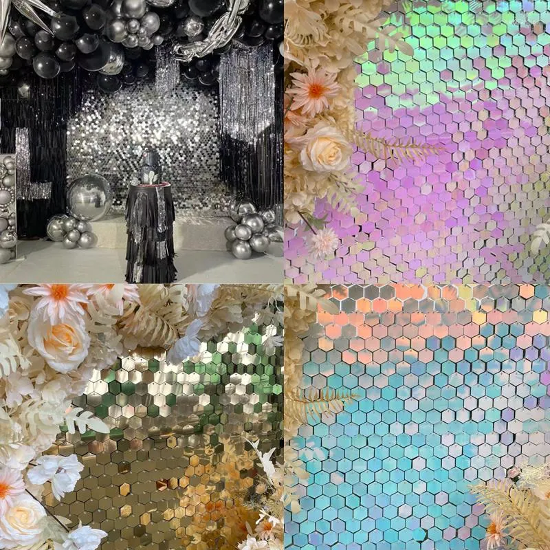 Party Decoration Mirror Laser Glitter Sequin Bakgrund Julår Födelsedag Hexagonal Piece Wedding Pography