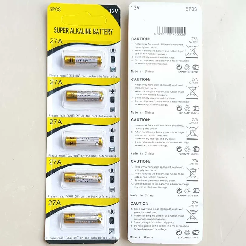 12V alkaliska batterier A27 27A LR27A MN27 L828 5st per blisterkort 100% f￤rskt