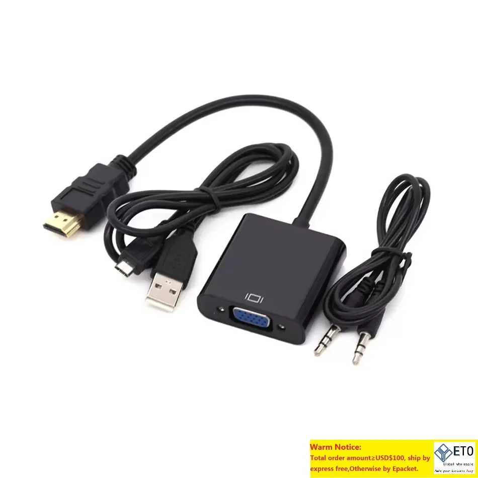 1080p HD mâle à VGA Femelle Cable Converter Digital en analogique Adaptateur HDTV Alimentation VIDEO ALAGE ANALO