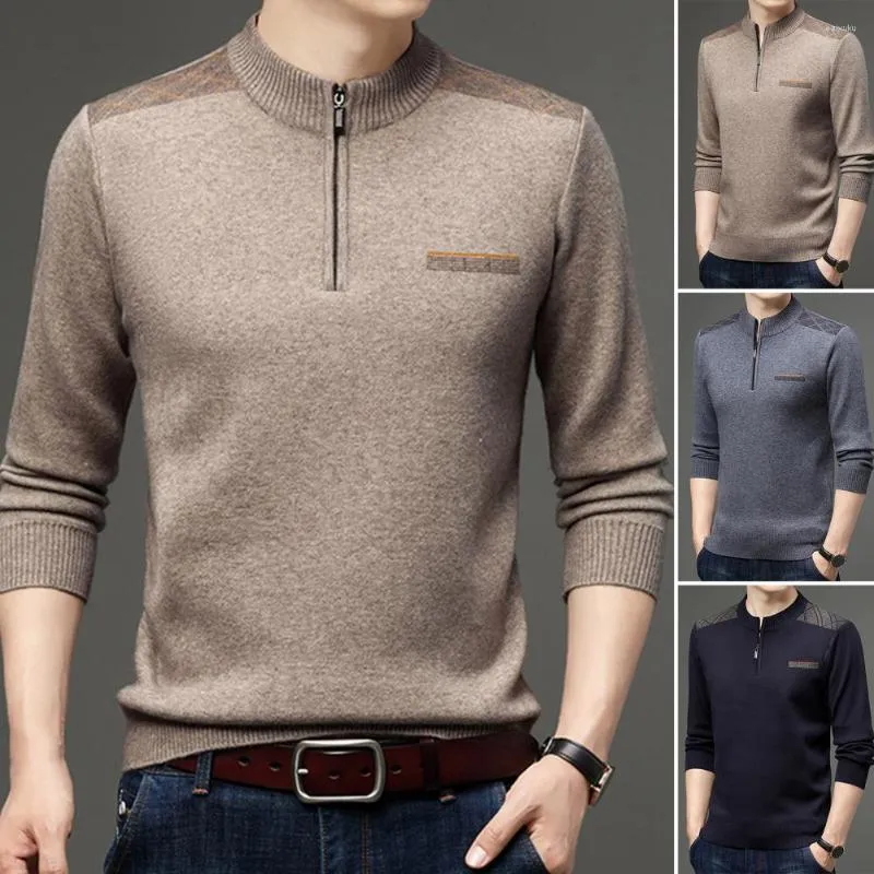 Maglioni da uomo Maglione da uomo Girocollo Pullover Manica lunga elastica Cerniera Molla termica anti-pelucchi Top Abbigliamento per la vita quotidiana