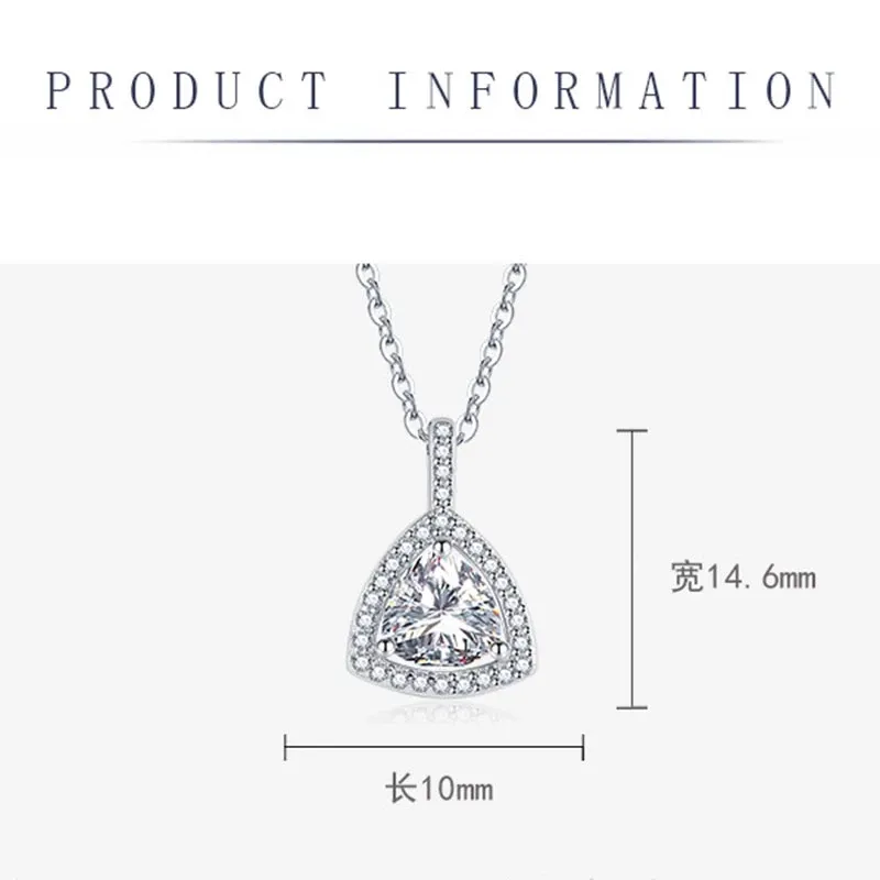 New Women's Triangle Necklace Pendant Pink/Yellow Shiny Cubic Zirconia Wedding Engagement Bridal Fine Jewelry