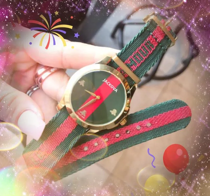 luxury women bee skeleton dial small watch Fashion Women US Popular Dress Watches Red Green Nylon Strap Relogio Feminino Lady Quartz Wristwatch