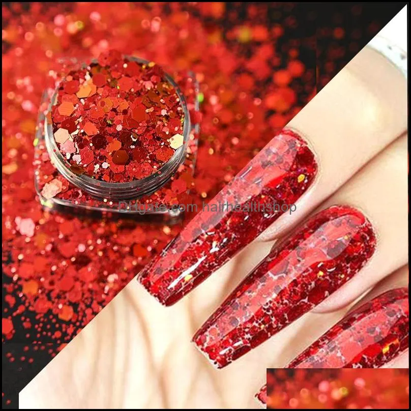 Nail Glitter 1Bag Saint Valentin M Trathin Paillettes Caméléon Miroir Hexagone Chunky Pour Art Décor Glitternail Drop Delivery Health Be Dhjrg