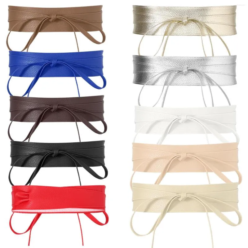 Belts Womens PU Leather Wide Cinch Belt Versatile Self-Tie Bowknot Waistband Girdle Costume Accessories For Dress