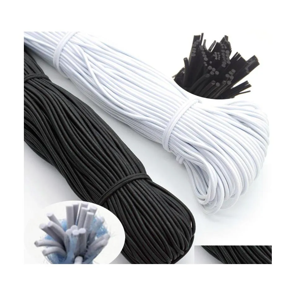 Sewing Notions Tools High Quality Round Elastic Band Cord Elastics Rubber White Black Stretch Rope For Sew Garment Diy Accessories Dhfw8