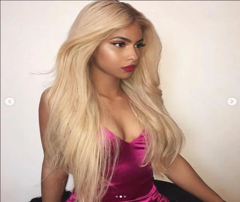 Beautiful Long ombre Blonde Wavy Wig baby hair lace front wig for women6471682