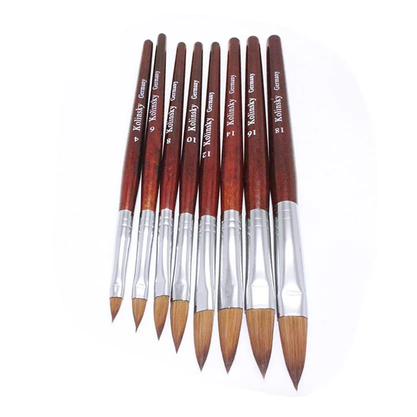 KADS Kolinsky Sable Stylo Bois Rouge 12 #14 #16 #18 #20 #22 # Nail Art Brosse Pour Professionnel Tête Ronde Nail Drawing Tool186F