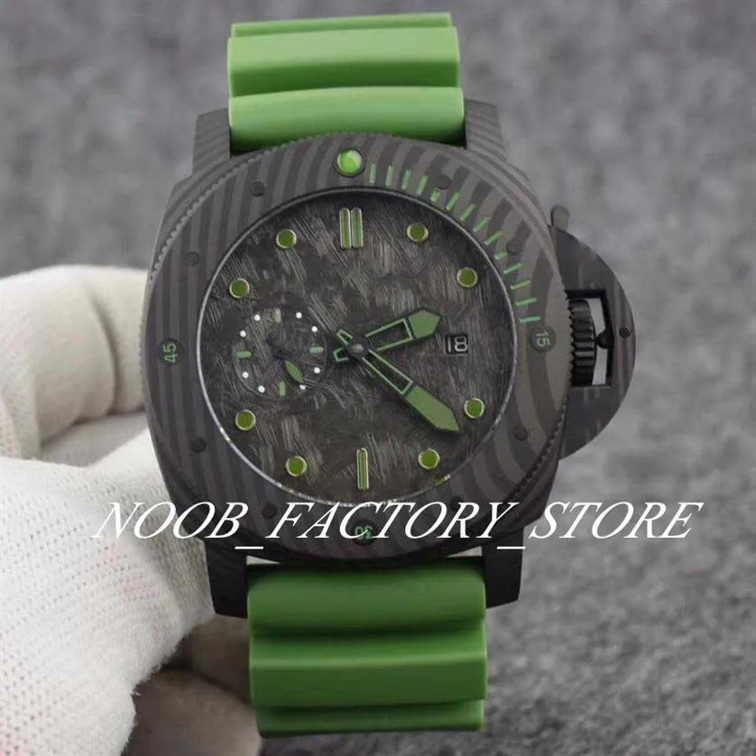 Watch of Men Classic Series 00961 Automatic Movement 47mm Counter clockwise Rotating Bezel Case Green Rubber Strap Luminous Diving237V