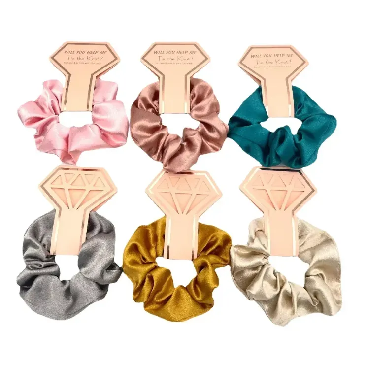 Crown Cover Card Party Favor Crystal Satin Large Scrunchie Wedding Party Gift Fashion Solid Color Set Hair Rope new tt1216