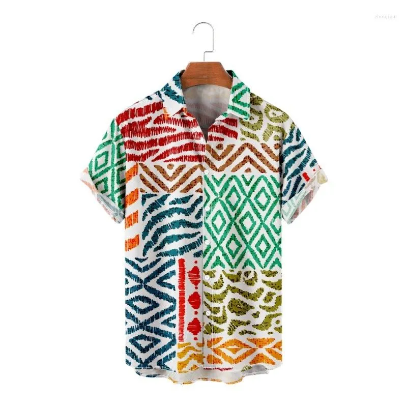 Men's Casual Shirts Japanese Style Men Print Street Wear Hawaiian Shirt Beach Summer Short Sleeve Harajuku Hip Hop Aloha