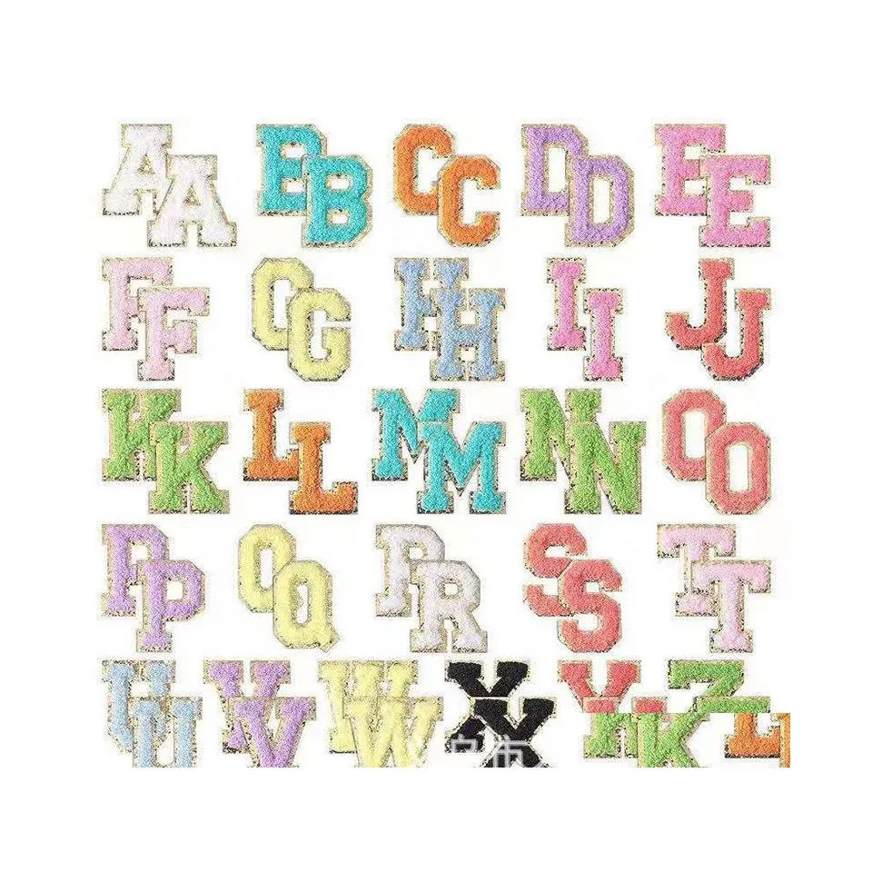 Sewing Notions Tools 54Pcs Letter Iron On A To Z Alphabetes Sew Appliques With Glitter Repair Sticker For Clothes Hat Diy Craft Dr Dhnju