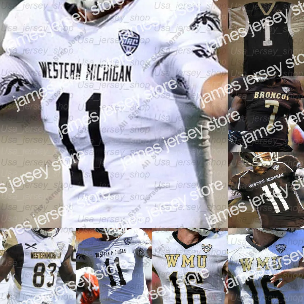 American College Football Wear American College Football Wear Custom Western Michigan WMU College Football Jerseys Jon Wassink Levante Bellamy Skyy Moore Giovann