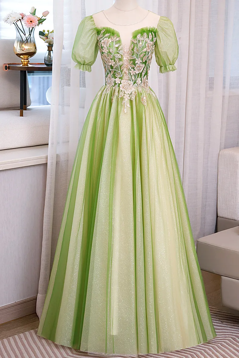 Womens Medieval Renaissance Costume Ball Gown with Short Sleeves Light Green  Beaded Rococo Style from Dhgate Theme Costume - price 119.8
